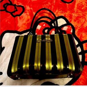 Black and Green Lux De Ville Striped Handbag